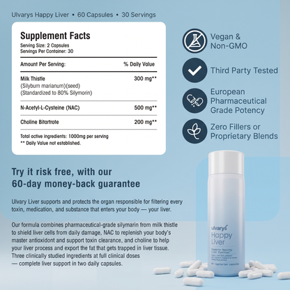 Happy Liver - European Pharmaceutical Grade Liver Protection & Recovery by Ulvarys™